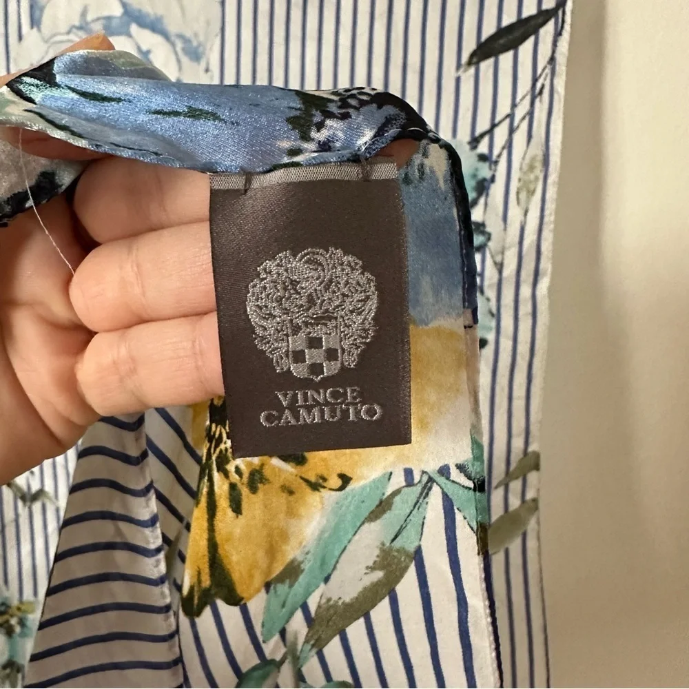 Vince Camuto 100% Silk Floral Striped Scarf